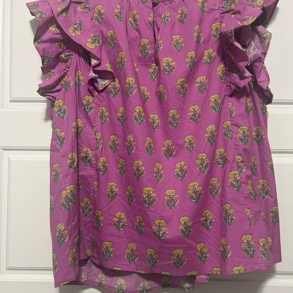 Purple Floral Ruffle Blouse - Picture 2 of 4